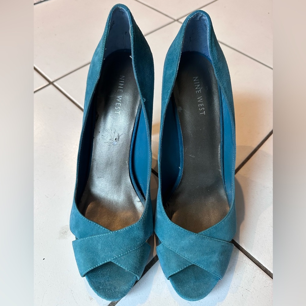 Nine West Suede Peep Toe Heels